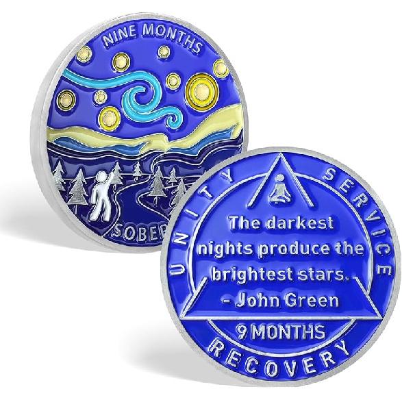 6 Month Sobriety Coin Sobriety AA Chips AA Coins, Recovery Coins aa Medallions Chip Recovery Token NA AA Great Sobriety Gifts for Men Women 9 Month
