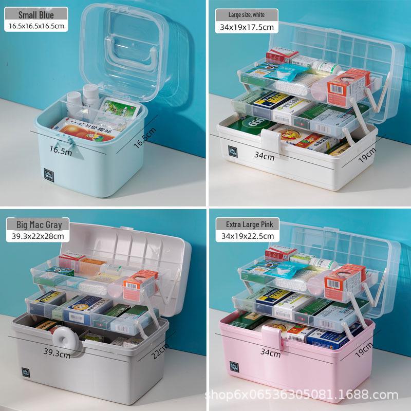 Mehrschichtige tragbare Kunststoff-Medizinaufbewahrungsbox für Haushalt und Werkzeuge