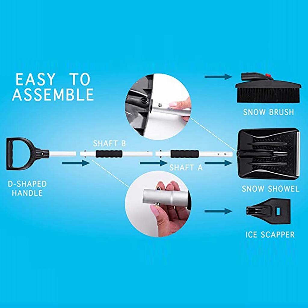 Snow Shovel Kit 3 In 1 Foldable Car Snow Shovel Set Portable Emergency Snow Remover Tools for Car