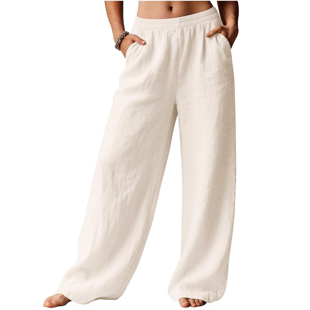 Women's Casual And Fashionable Color Loose Pants With Pocketes