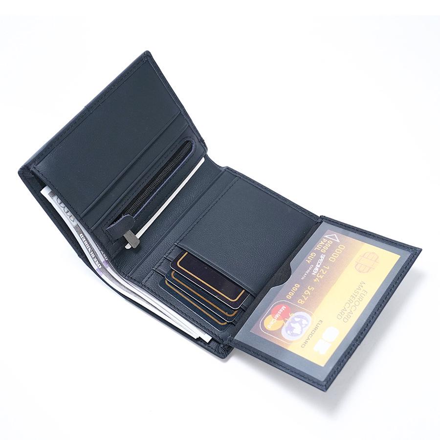 Men's RFID Genuine Leather 3-Fold Wallet with Zipper Coin Purse and Card Holder.