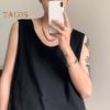Men Vest Sleeveless Round Neck Solid Color Vest Loose Fit Casual Sport Tank Tops Streetwear Daily Wear
