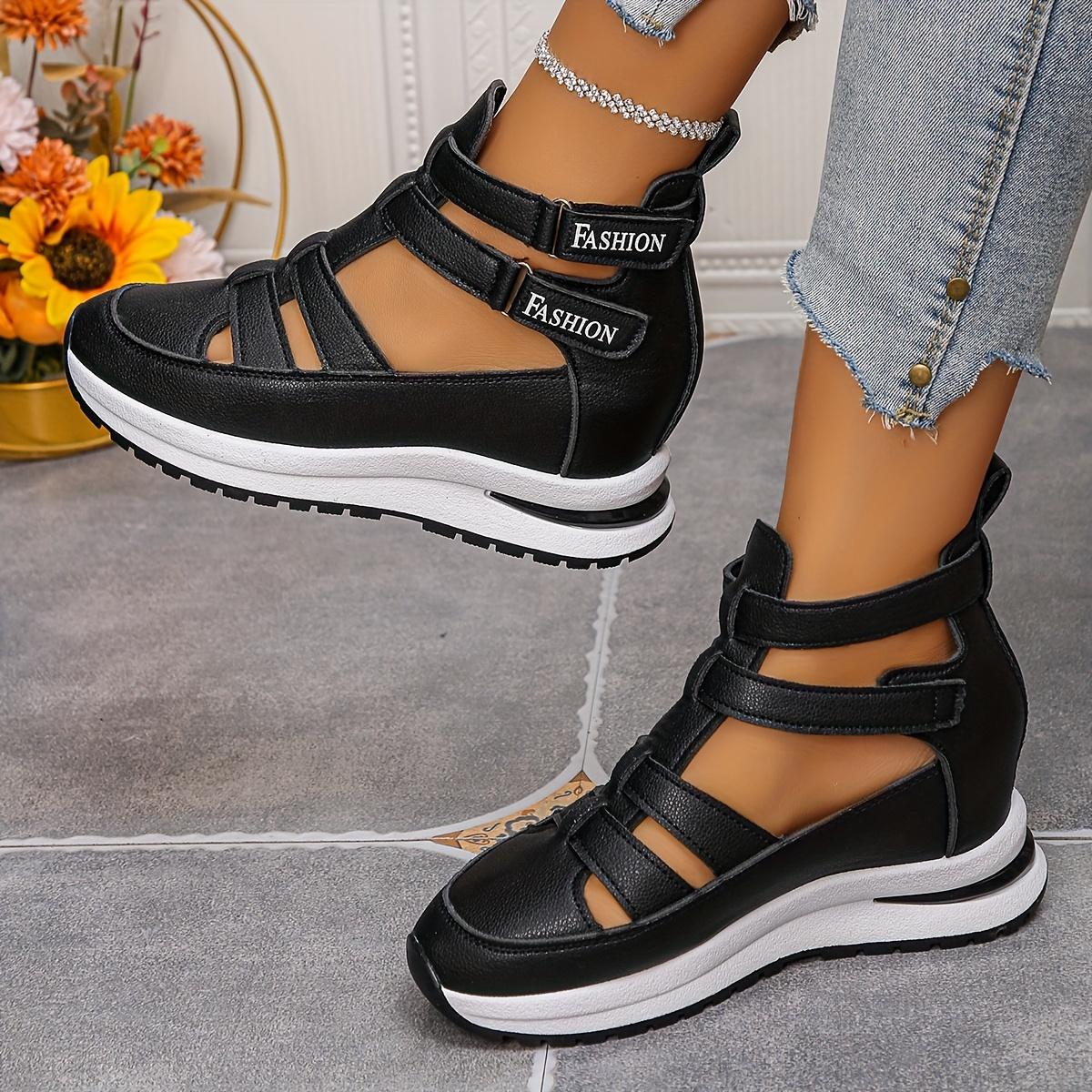 

Женские сандалии на толстой платформе, амортизирующая стелька, надежный ремешок, нескользящая резиновая подошва, закрытый носок, летняя формальная обувь, белая обувь для мероприятий 39 чёрный