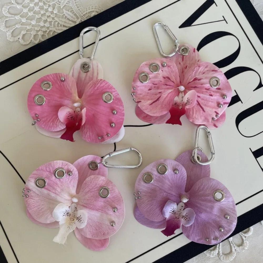 Creative Simulation Flower Orchid Lily Keychain Backpack Decoration Colorful Simulation Flower Keyring Gifts Flower Bag Pendant