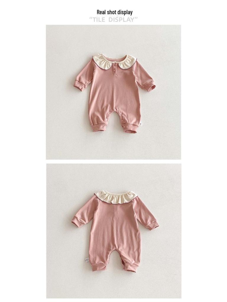Cute Peter Pan Collar Autumn Baby Romper - Long Sleeve, Korean Style for Girls