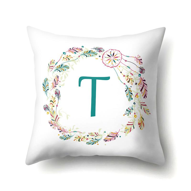 Polyester Pillowcase Simple Home Furnishing 26 English Letter Printed Pillowcase Car Cushion Waist Cushion Cover