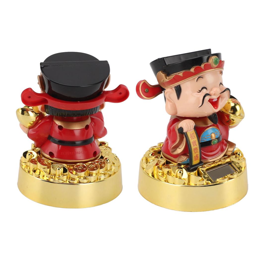 Solar Swinging God of Wealth Figurine Statue God of Fortune Car Dashboard Ornament Feng Shui Decor Gift Chinese New Year Gift