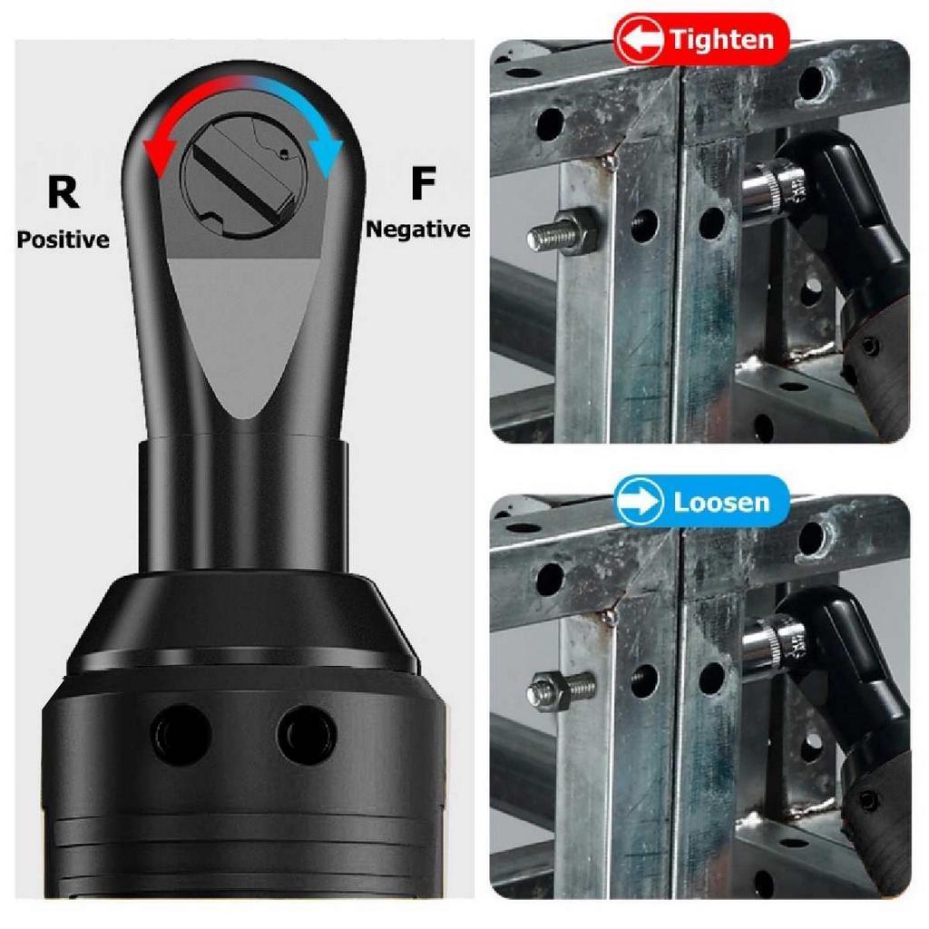 Rechargeable  Electric Wrench 12V 3/8" Cordless Ratchet Scaffolding 65N.m Right Angle Wrench Tools with 2Pcs Battery Charger Kit