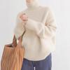European-Style High-Neck Sweater: Women's Loose Knit Coffee Pullover, Versatile Autumn/Winter Base Layer