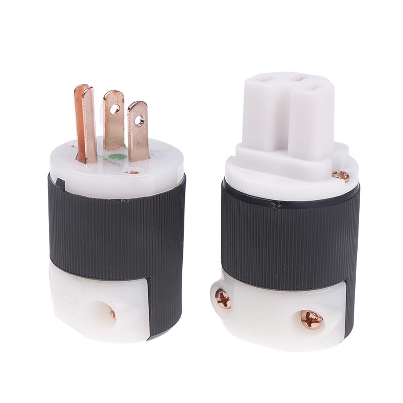 1 Pcs Hifi Audio Us Plug Female Socket American Standard Copper Ac Power Supply Male Connector