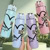1PC Love Cross Black Heart Art 750ml Color Plastic Sports Water Bottle Leakproof Flip Straw Lid Suitable for Sports Office Home Use