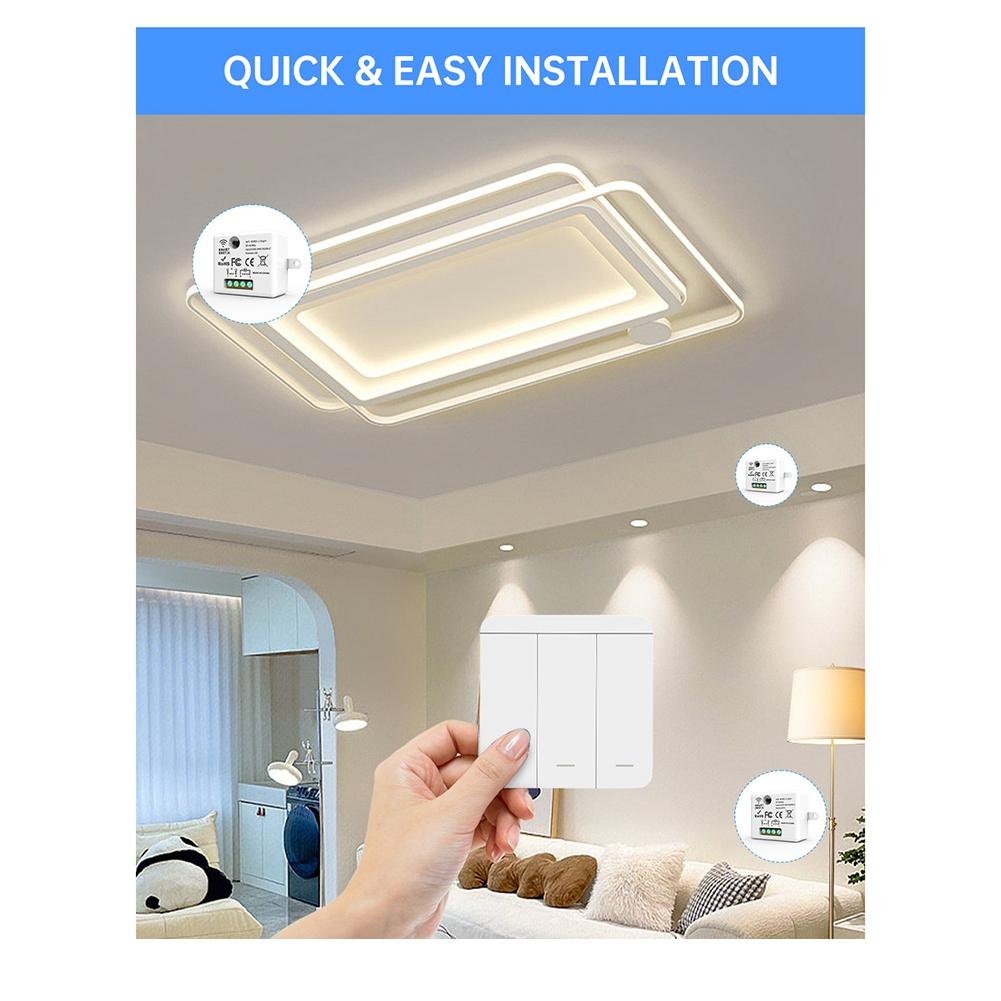 AD23-3PCS Wireless Light Wall Switch RF 433Mhz Relay Receiver With 1X 3Gang Panel Switch LED Remote Control For LED Lamp