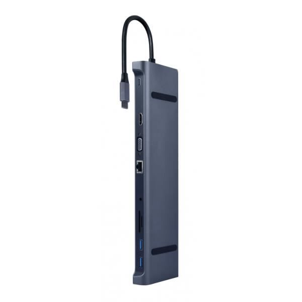 Adaptateur Multiport USB Type C 10 en 1 3.5 mm Gris Gembird A-CM-COMBO10-01