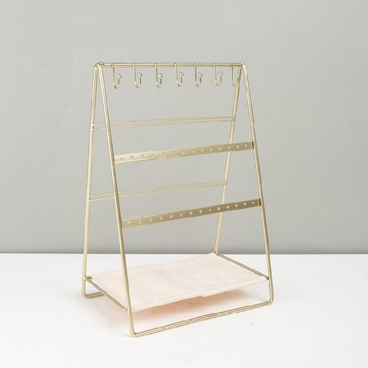 6 Layer Elegant Gold Finish Earring Bracelet Display Stand Iron Desktop Organiser for Vanity Countertop