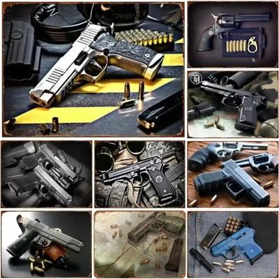 1 pièce Panneaux Métalliques Pistolet Affichant un Flair Militaire Authentique: Indispensable pour ajouter une touche d'aspect robuste