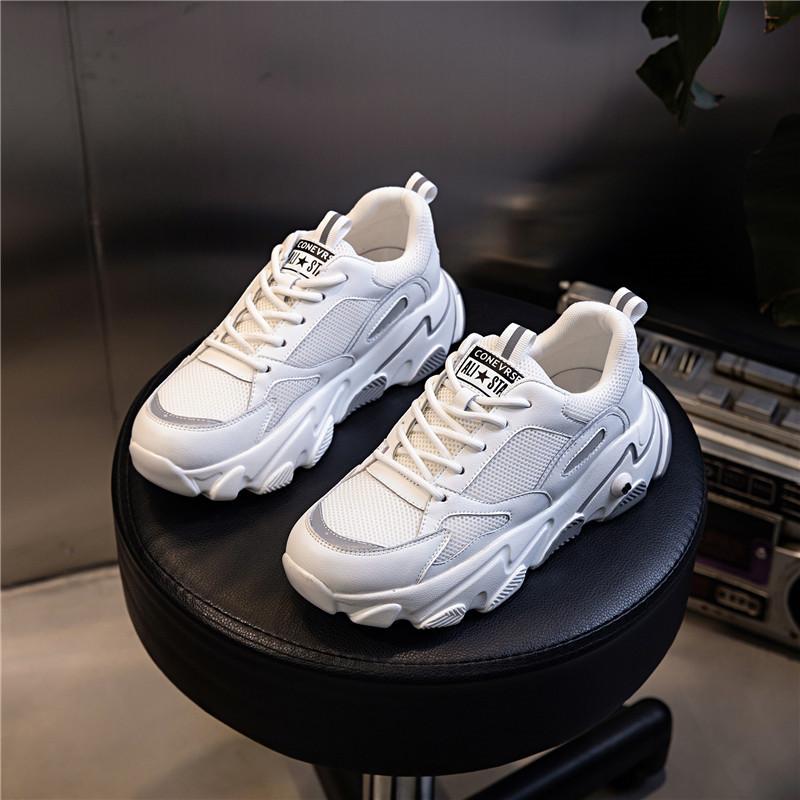 2025 sports shoes women's versatile casual platform dad shoes women's spring heightening breathable leather women's shoes Korean version trend