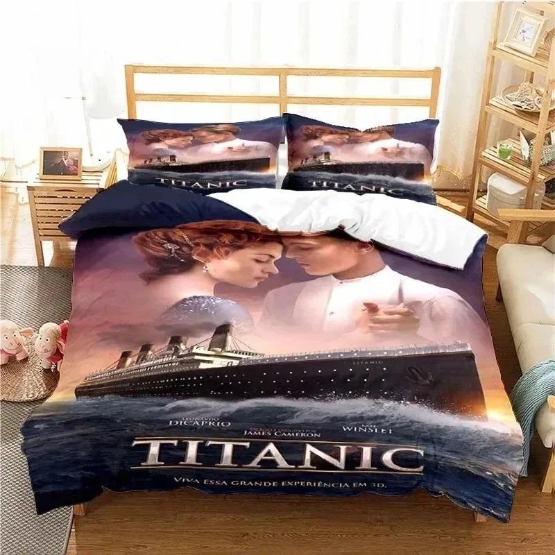 Exquisite 3D Titanic Ship Ocean Wallpaper Romantic Love Print Bedding Set Duvet Cover Comforter Bed Youth Kids Girls Boys Gift