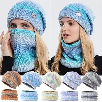 Mother CareOutdoor Warm Winter Knitted Beanie Hat & Scarf Set Stylish Knit Skull Cap For Men Women EMA