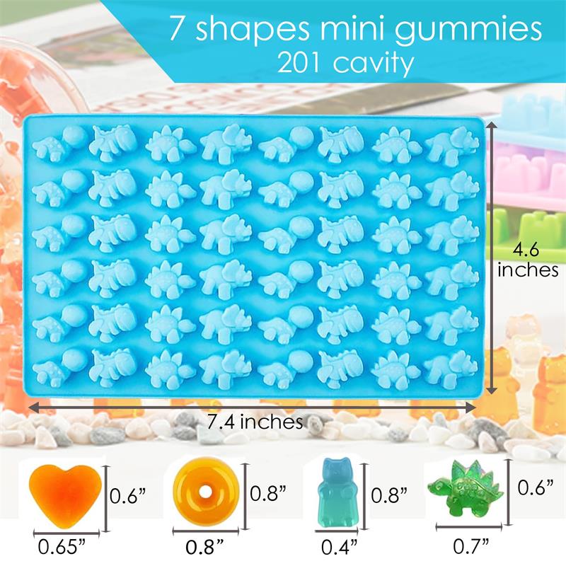 Gummy bear formelės silikoninis mini dydis, nepridegantis šokoladinis saldainis guminis formelis vaikams su 2 lašintuvais, pakuotė