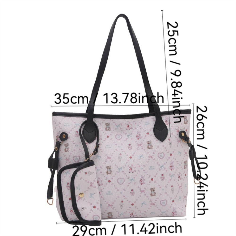 Fashion PU Leather Women's Shoulder Bag Large Capacity Zipper Crossbody Bag Tote Bag