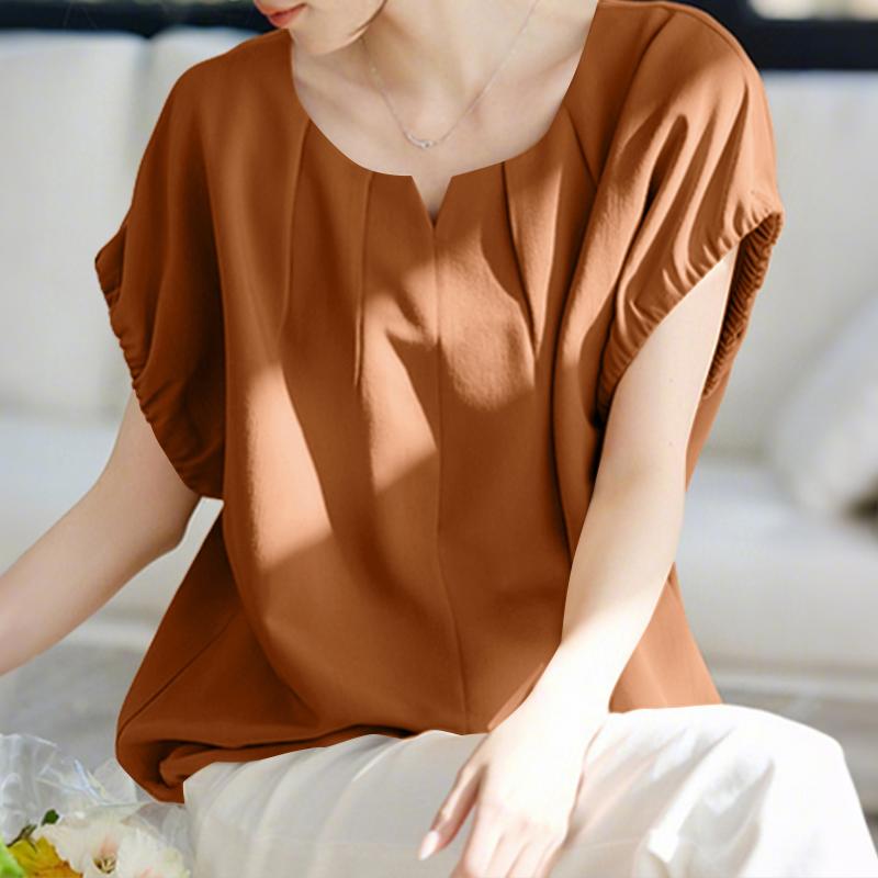 

ZANZEA Women Summer V-Neck Solid Color Casual Sleeveless Blouse 5XL коричневий
