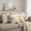 4 Pieces Pillow Slip Soft Floral Linen Cushion Cover for Sofa, Reading Corner
