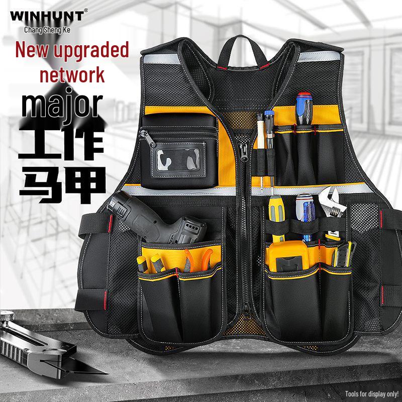 Electrician Multi-Pocket Reflective Tool Vest for Installation and Construction