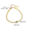 Flat Snake Chain Bracelets 18K Gold Plated 304 Stainless Steel & Rhinestone Women's Birthstone Stylish Gift Jewelry 16cm Long