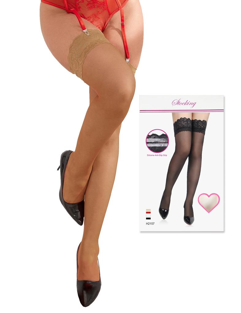 Garter Plus Gorgeous Lace Floral Stockings with Silicone Durable and Thin [ohyeah] Stockings, Tights, Size, Non-Slip, Over-the-Knee Stockings, Cute,