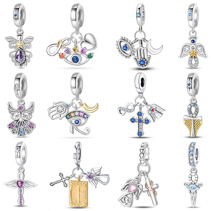 Classic 100% Copper Daemon Angel Cross Evil Eye Charms Beads Fit 3Mmoriginal Bracelets Diy Party Jewelry