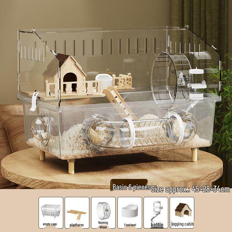 Luxury Acrylic Hamster Villa - Transparent Breeding Cage with Nest