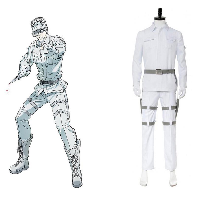 Sada kostýmů pro cosplay červených a bílých krvinek z Cells At Work z polyesterové látky pro fanoušky anime a cosplayerů