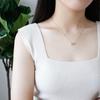 925 Sterling Silver Necklace For Women Round Zircon Pendant Gold Fashion Necklaces Choker  Accessories Fine Jewelry