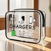 1pc Hamburg Print Storage Bag Transparent Cosmetic Bag PVC Waterproof Makeup Bag Charger Storage Travel Toiletry Bag with Zipper