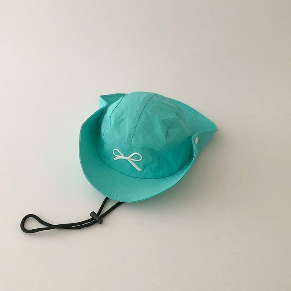 Quick-dry Summer Kid Sunhat Bow Embroidery Children's Fisherman Hat Candy Color Bucket Hat  Kid