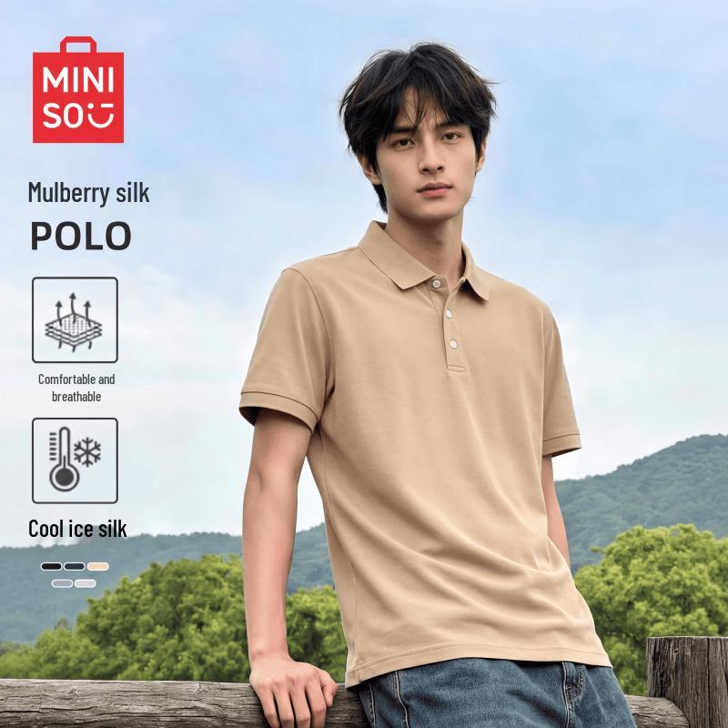 MINISO Men s Summer Silk Blend Polo Shirt 2XL