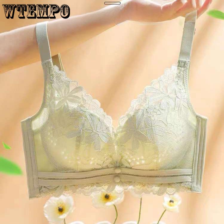 Summer Breathable Bra Women's Hole Cup Adjustable Lace Bra Gathered and Gathered Accessory Bra No Steel Ring Bra