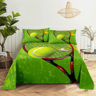 Tennis, Football Sports 0.9/1.2/1.5/1.8/2.0m Bedding Digital Printing Polyester Bed Flat Sheet with Pillowcase Print Bedding Set