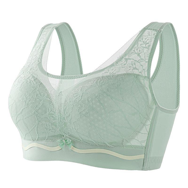 Large breasts show small female adjustment type without steel rim, double breasts, large size bra, upper support gathers lace thin bra