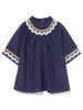 Beams Boy Shirt Trepied Tape Gathered Smock Navy Free S/S [Special Order] Women's