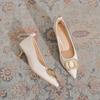 Pointed stiletto high heels commuting temperament light mouth metal buckle new fashion single shoes women