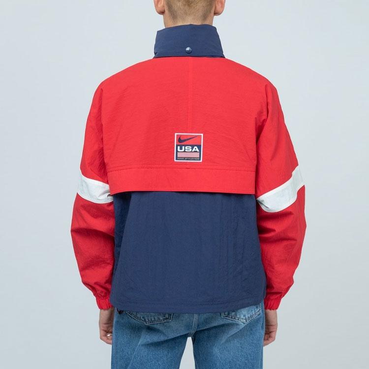 Men's Nike Lab Swoosh Stripe Splicing Storage Simple Colorblock Hooded Jacket Blue 'University Red Midnight Navy' CD6374-657