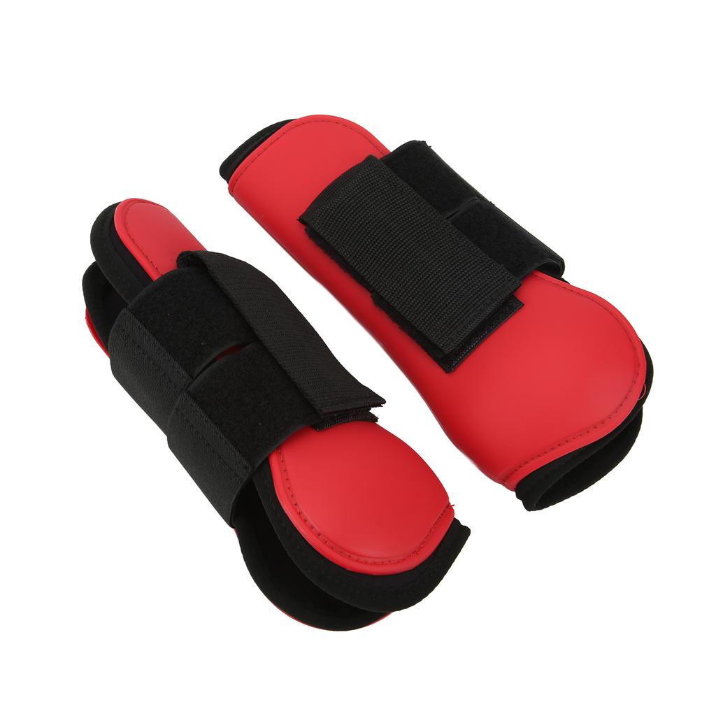 Horse Sport Boots PU Shell Horse Front Leg Boots with Elastic Cushion for Horse Jumping TrainingRed