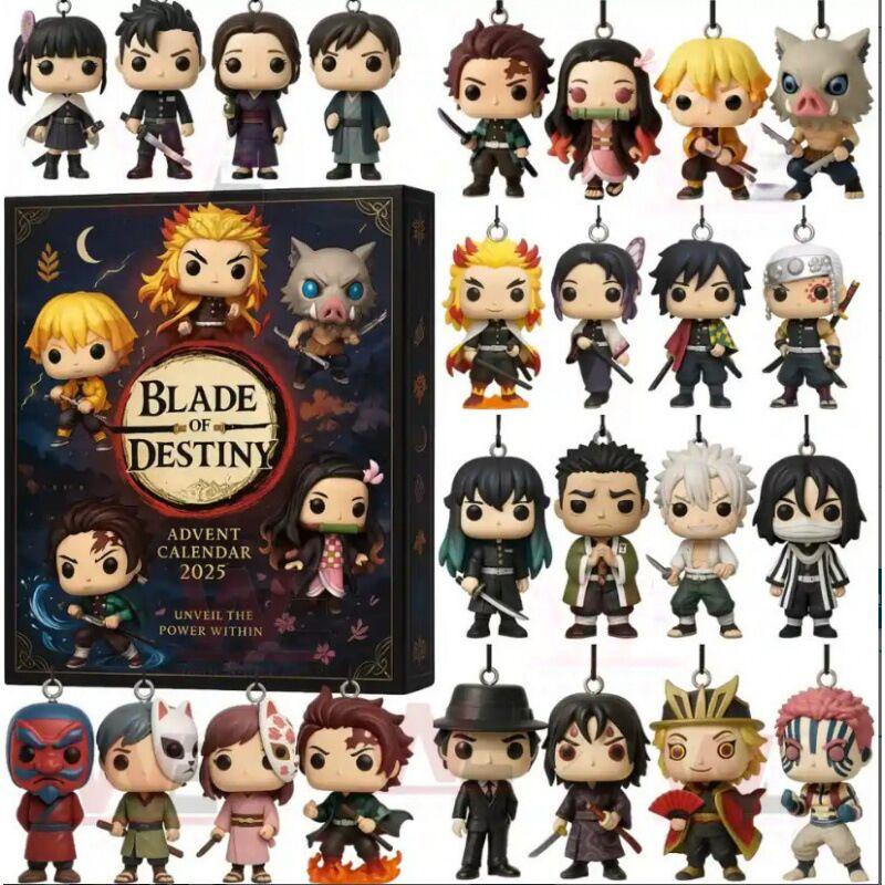 24pcs Demon Slayers Anime Advent Calendar 2025 Christmas Countdown 24Day Surprise Box 2D Acrylic Figure Toy Gift for Children