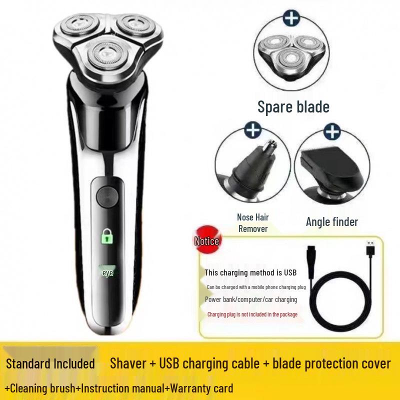 German Electric Shaver: 6-in-1 Multifunctional, Floating Triple Head, Waterproof Men's Beard Razor