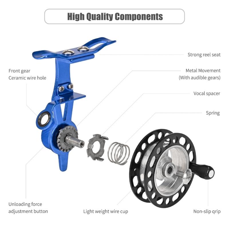 Ice Fishing Reel Large Spool Diameter Aluminum Spool Wear-Resistant Fishing Reel for Men Deep Water Fishing Equipment