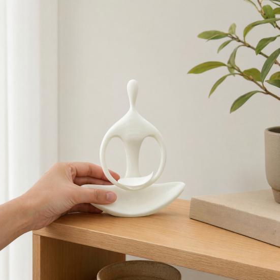 Yousheng Minimalist Zen Humanoid Sculpture Ornament, 3D Printed Abstract Figurine with Smooth Surface And Delicate Texture, Compact Home Decoration