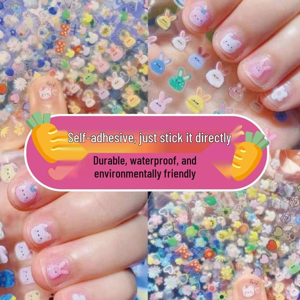 Vattentäta Nagelklistermärken med Tecknade Figurer för Barn - Söta Prinsess- & Kaninmotiv för Barn
