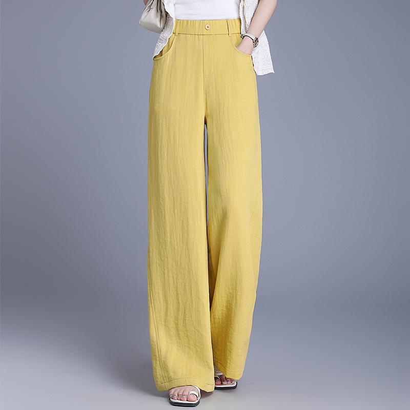 Tencel Linen High-Waist Wide-Leg Pants for Women - Drapey Spring/Summer 2026 Fashion M