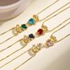 Nidin Fashion 12 Month Birthstone Girl Boy Charm Pendant Necklace Cubic Zirconia For Women Girls Birthday Party Jewelry Gifts